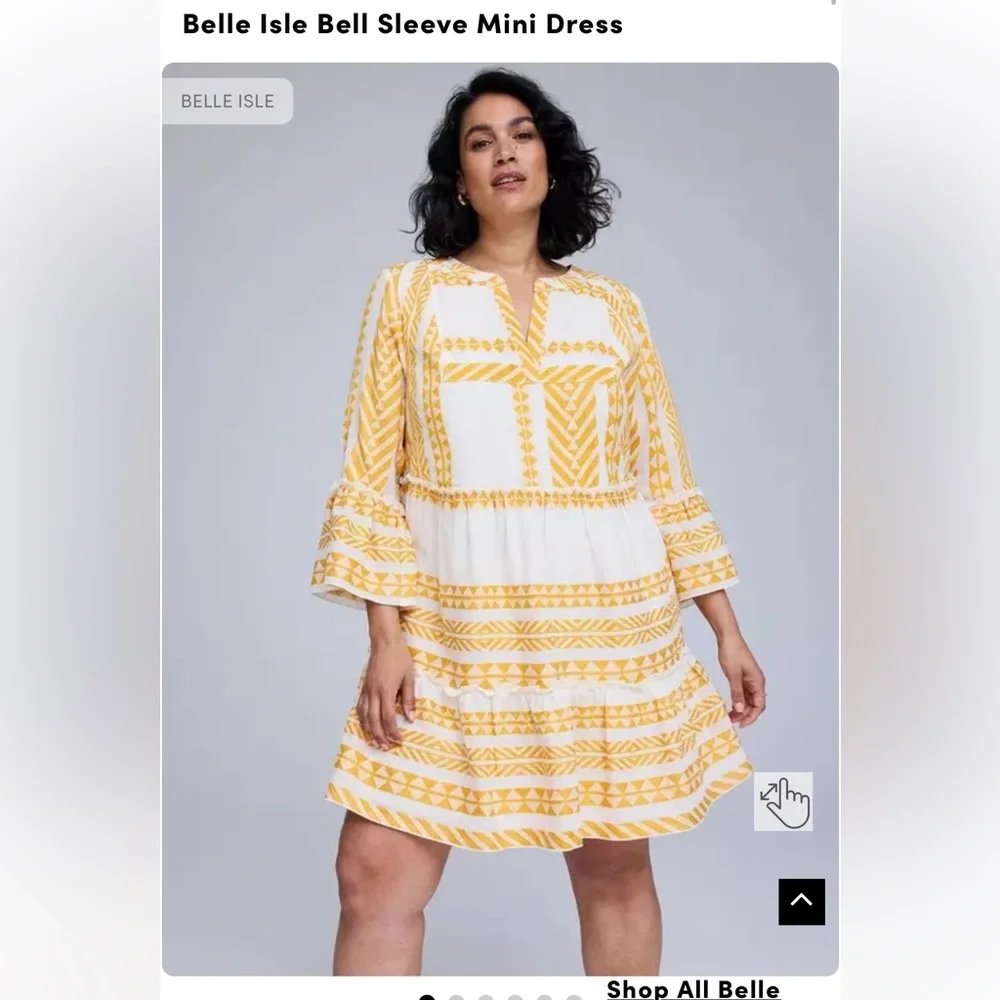 Torrid Belle Isle Size 00- Yellow and White Belle Sleeve Mini Dress - Picture 1 of 10